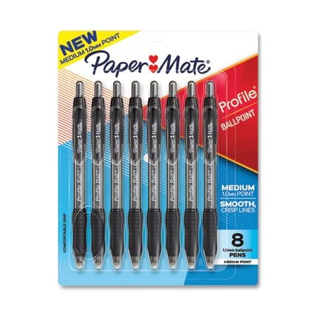 Sanford Profile Ballpoint Pen, Retractable, Medium 1 Mm, Black Ink, Translucent Black Barrel, 8PK 2095460